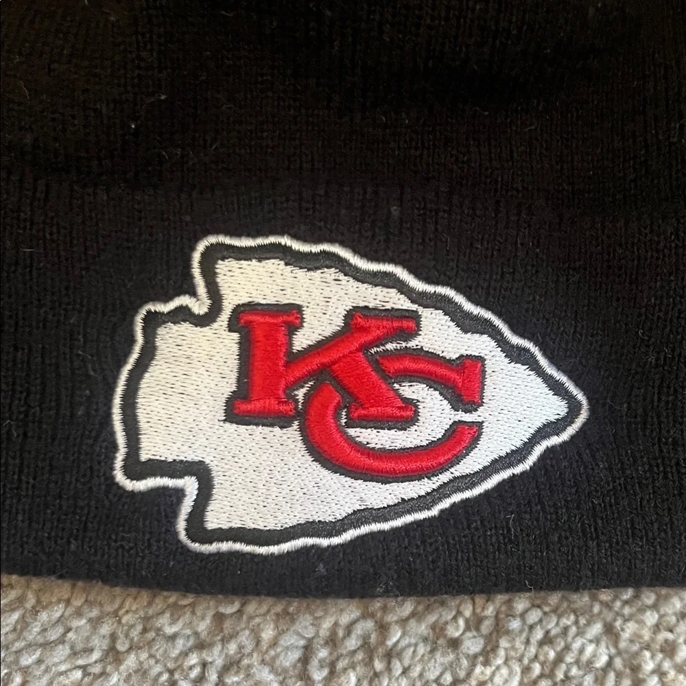 Kids Black Beanie with KC Chiefs Logo